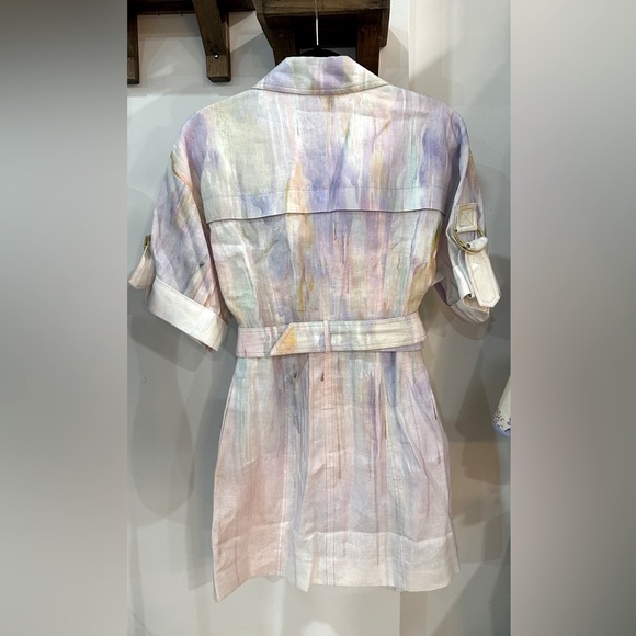 NWT ZIMMERMANN Rhythmic Multicolor Belted Linen Mini Dress Button AU 1 (US S/6) - Picture 11 of 16